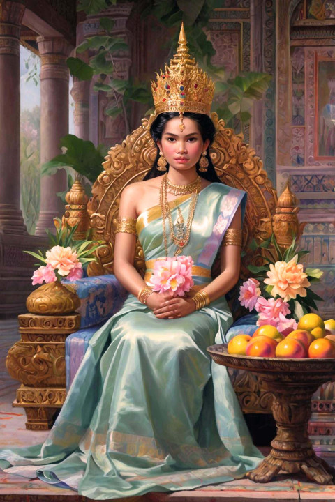 Princess and some fruits ,