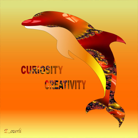 DOLPHIN ART (yellow orange gradient background)